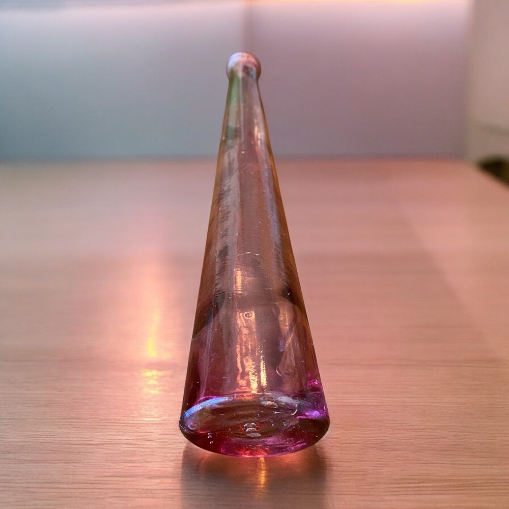 Vintage Pink Purple Textured Glass Bud Vase Bottle with Cork 12.5" Tall - Picture 5 of 6